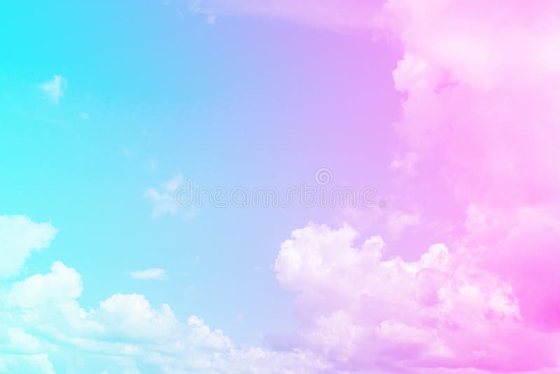 Blue and Pink Fluffy Thick Clouds Against Blue Sky. Color Toning Duaton.  Natural Background Wallpaper. Horizontal Frame. Stock Image - Image of  heaven, outdoors: 151039289