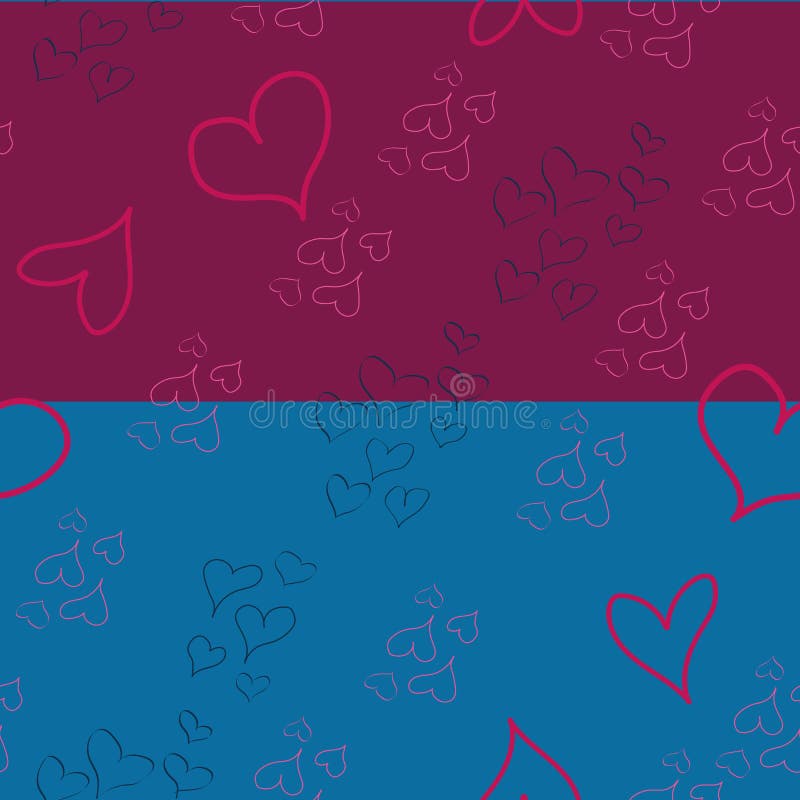 Blue and Pink Hearts Vector Seamless Pattern Stock Vector