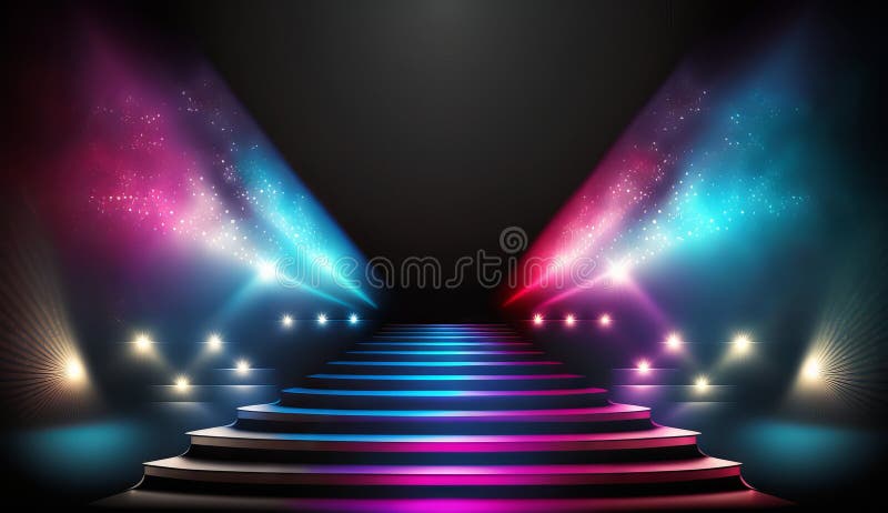 Blue Pink Red Golden Stage Spotlights Awards Graphics Background ...