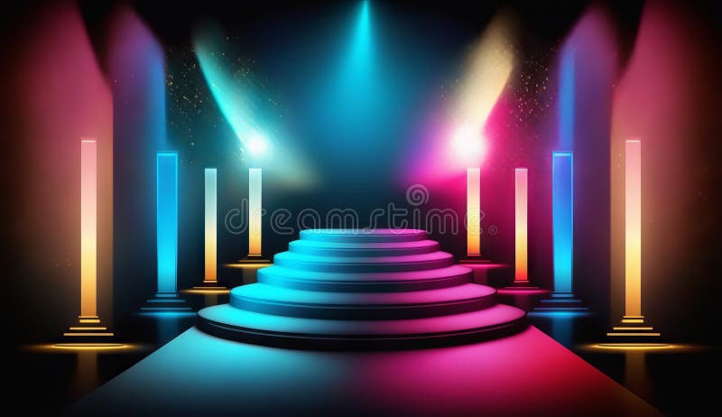 Blue Pink Red Golden Stage Spotlights Awards Graphics Background ...