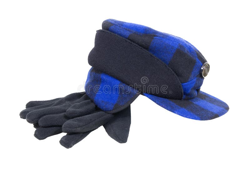 Blue Plaid Hunters Hat and Gloves Stock Photo Image of wool, protect