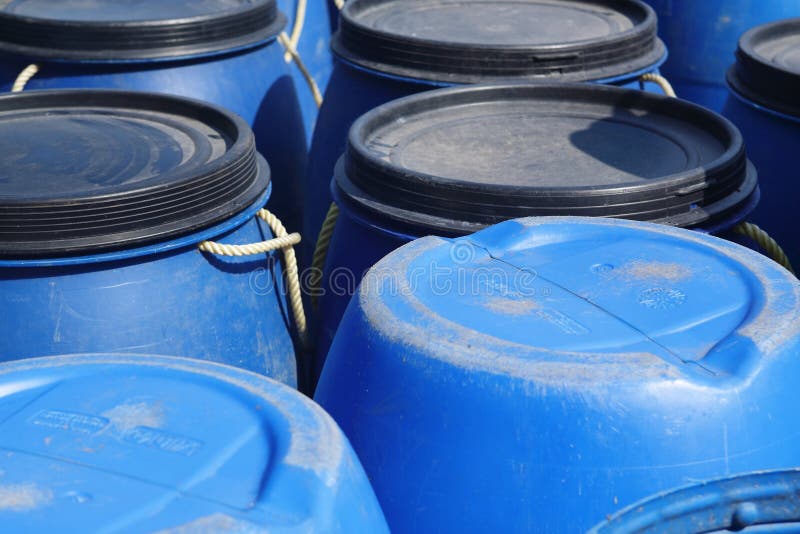 Blue Plastic 200 Litre Barrel Stock Photo Image of outside, color