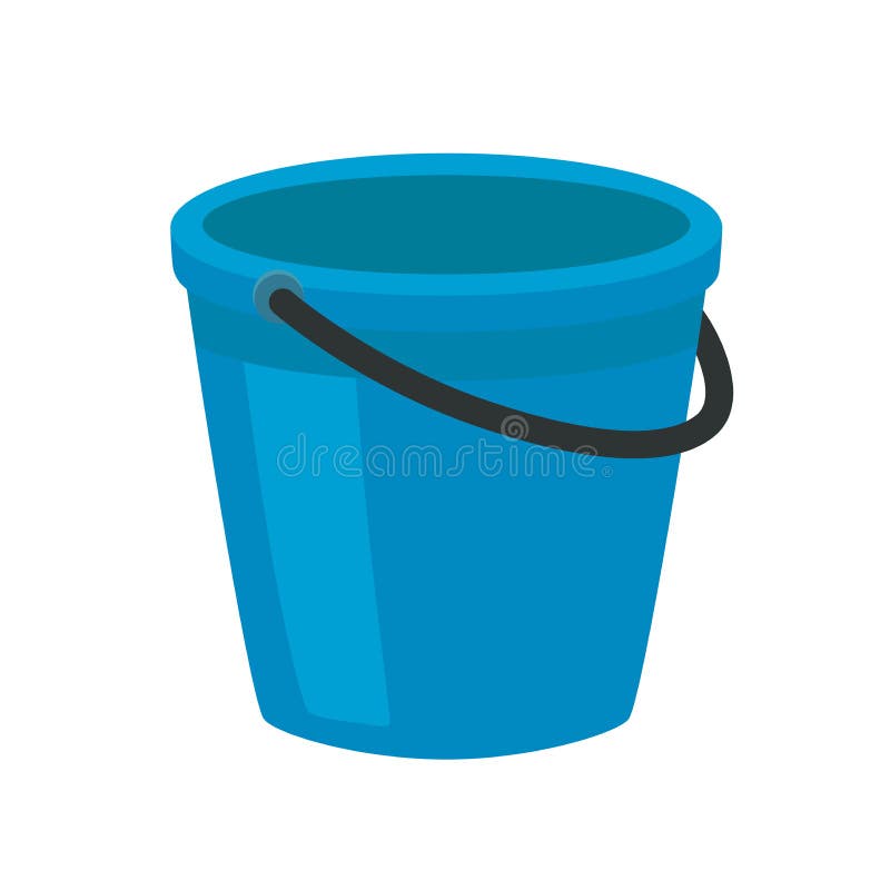 Plastic Blue Bucket With Water For Household Cleaning And Home