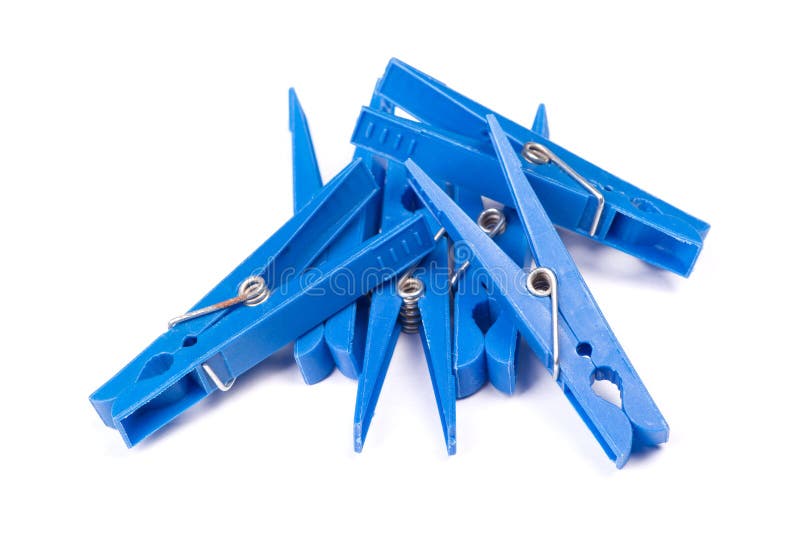 Blue plastic clothespins stock photo. Image of long 140293316