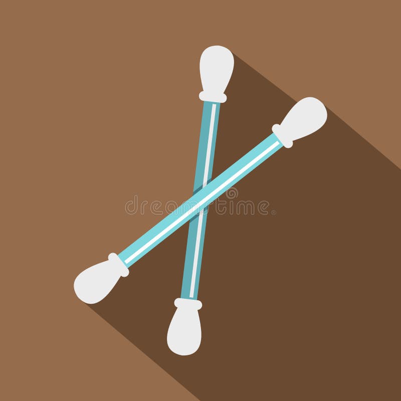Blue plastic cotton swabs icon. Flat illustration of blue plastic cotton swabs vector icon for web isolated on coffee background. Applicator stick vectors