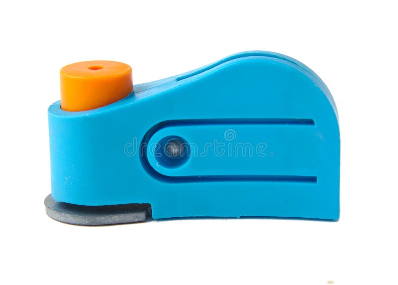 Blue Plastic Hole Puncher Isolated on a White Stock Photo Image of