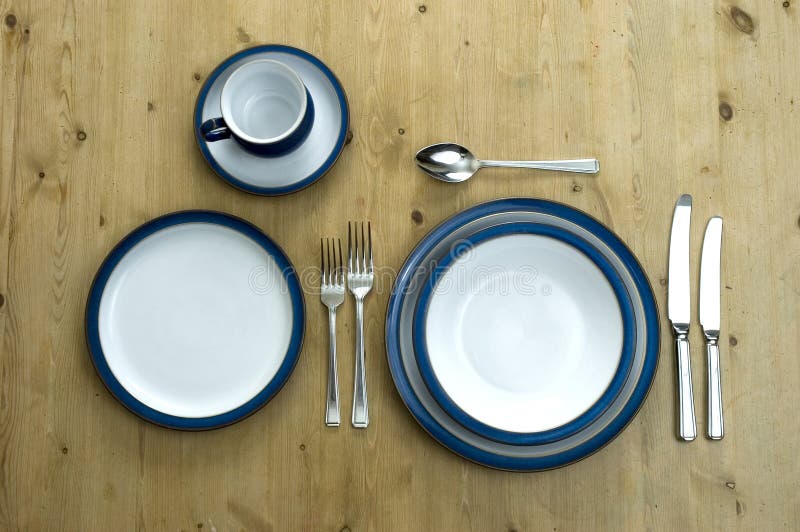 Blue Plate Setting stock image. Image of saucer, kitchen 4512315