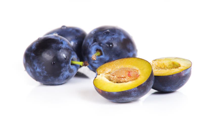 Blue Plums on White Background Stock Photo Image of juicy, food 81845356