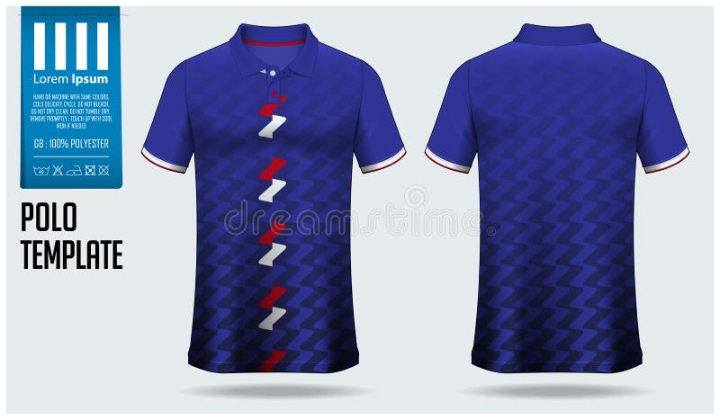 Blue Polo Shirt Mockup Template Design for Soccer Jersey, Football Kit ...
