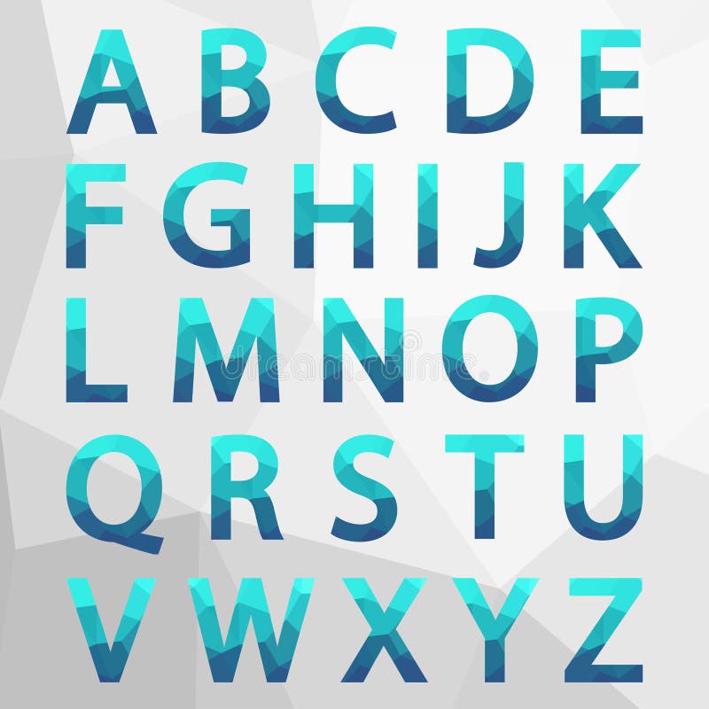 Blue Polygonal Alphabet Set. Stock Vector - Illustration of blossom ...