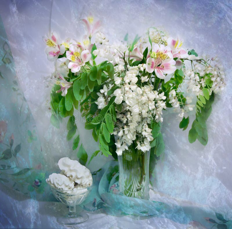 Blue postcard with acacias stock photo. Image of pattern 10629618