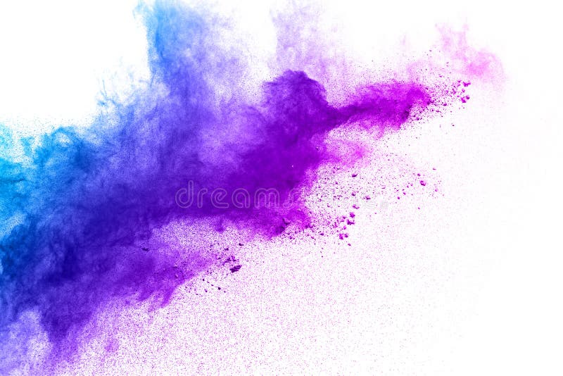 Blue-Purple Color Powder Explosion Cloud Isolated on White ...