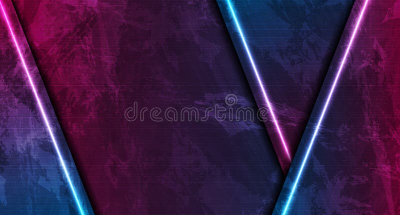 Blue and purple neon laser lines on grunge luminous wall background vector illustration Blue and purple neon laser lines on grunge luminous wall background vector illustration