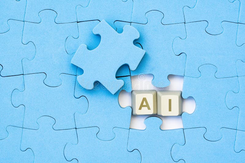 Artificial Intelligence concept. Blue puzzle and computer keyboard keys with AI word. Visualization of machine learning computer technology, industry. Quantum keys stock images, royalty-free photos and pictures