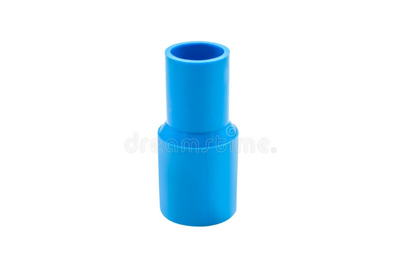 Blue Pvc Pipe Connection with Valve Isolated on White Stock Image