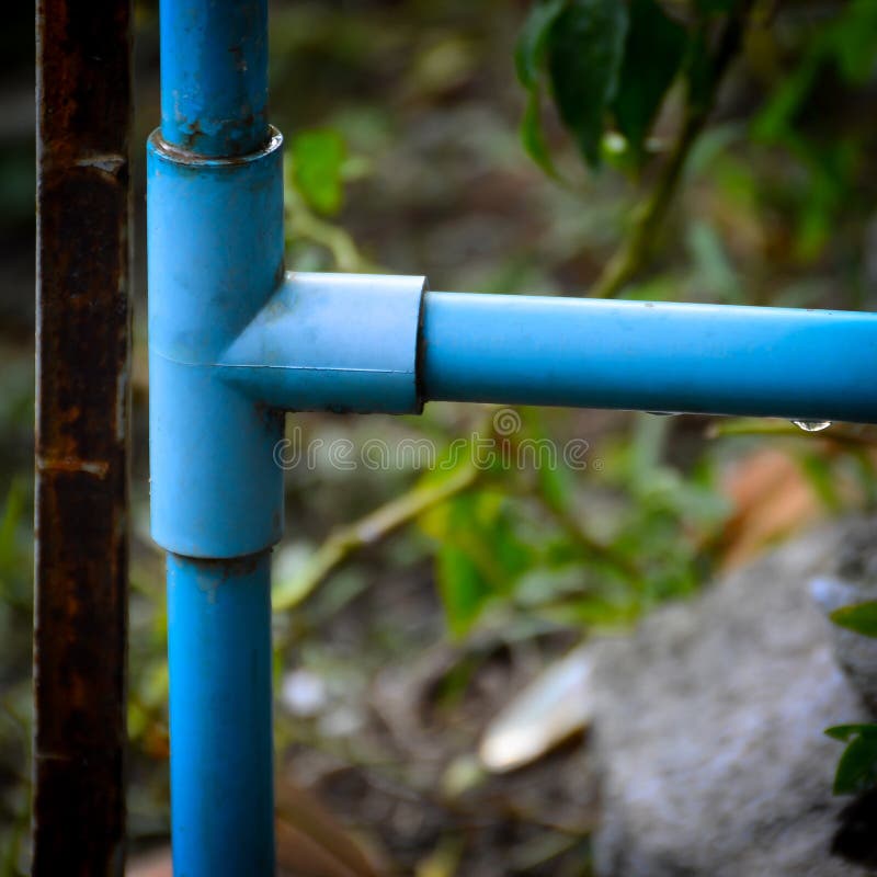 Blue PVC Pipe Water Flow Device for Garden and Drinking Use. Stock