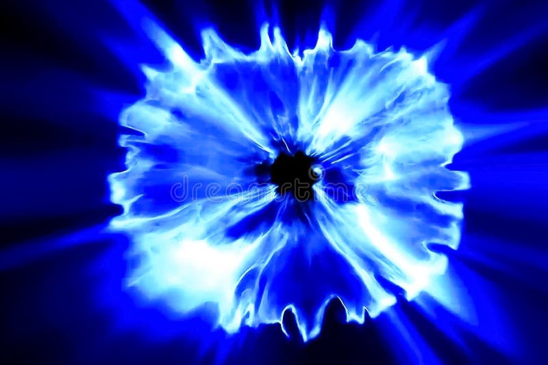 Blue rays, big plasma blast. Illustration of blue shine. Plasma blast stock images, royalty-free photos and pictures