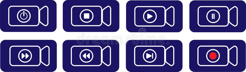 Blue rectangular button to indicate the functions of the video d royalty free illustration