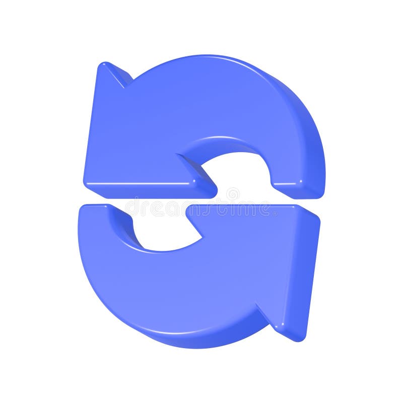 A blue recycling symbol 3d rendering stock illustration