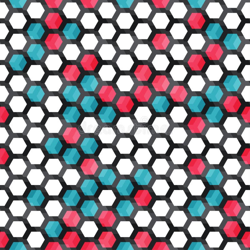Blue and red color cells seamless pattern vector illustration