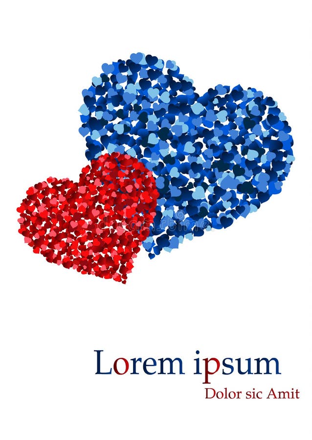 Red and Blue Heart Connected Stock Illustration Illustration of decor