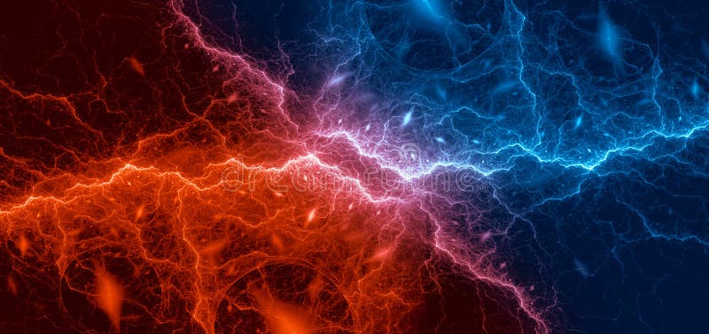 Blue and Red Lightning, Abstract Plasma Background Fire and Ice Illustration - Illustration of abstract, dark: 228869089