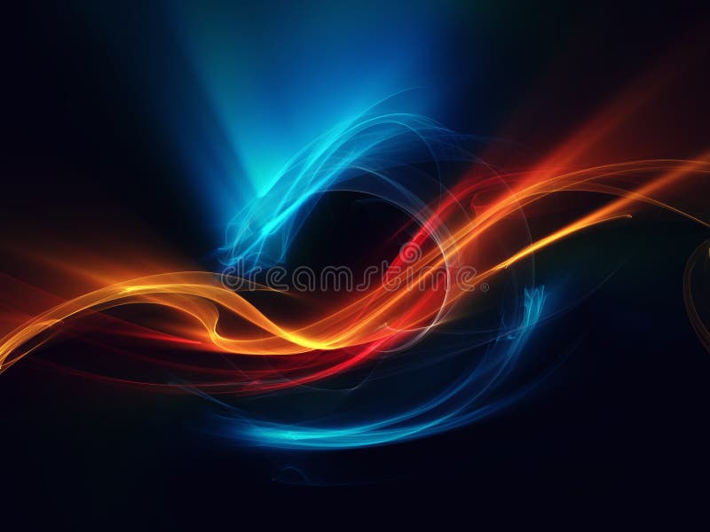 Blue red orange abstract dragon on black background beautiful