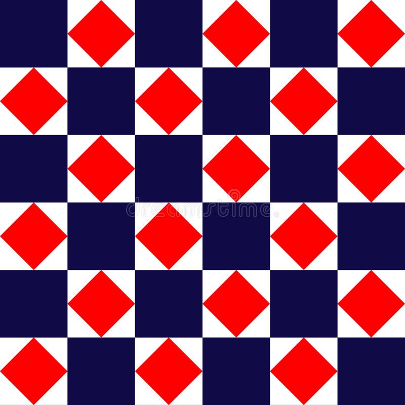 Blue red and white geometric square tiles simple seamless pattern, vector vector illustration