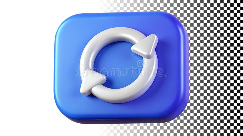 Blue refresh sync icon update reload circular arrow cycle button png transparent image Generative AI stock illustration