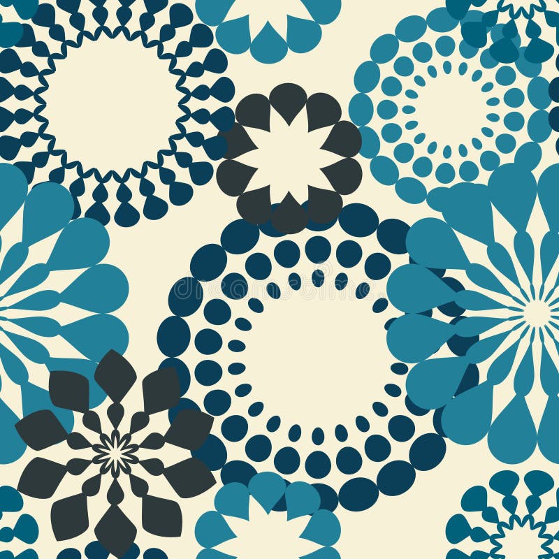 Blue retro flowers