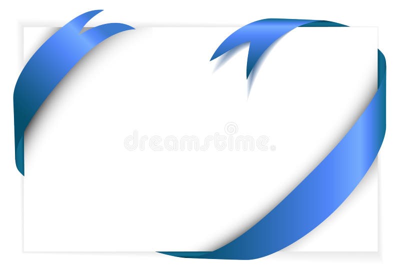 Blue ribbon around blank white paper