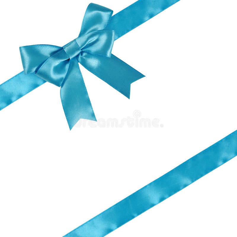 Blue ribbon with bow stock image. Image of blue, color 27533213