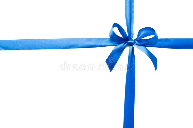 Blue Ribbon Bow Isolated on White Background. Empty Space for Design Stock Photo Image of