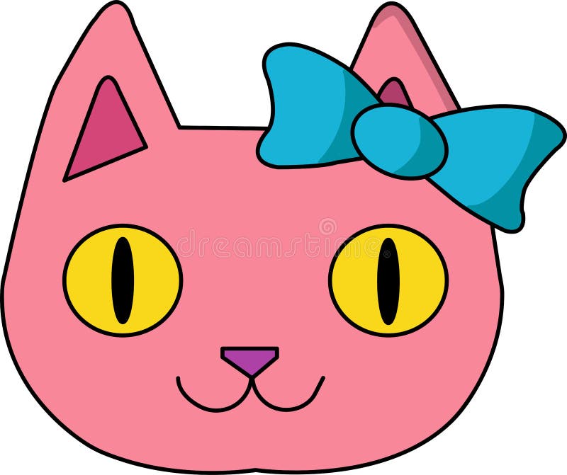 Blue ribbon cat stock illustration. Illustration of cartoon 223515161