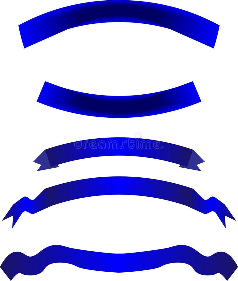 Light Blue Various Curved Empty Ribbon Banners Stock Illustrations 2