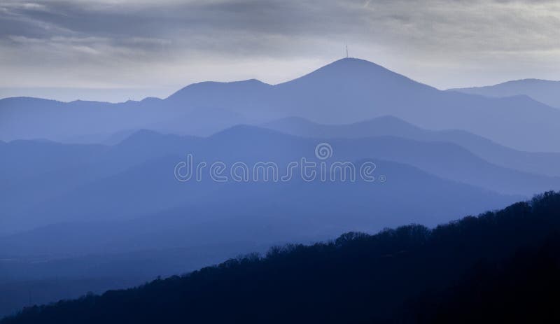 Blue Ridge Mountains of North Carolina with dramatic sky royalty free stock images Blue Ridge Mountains of North Carolina with dramatic sky royalty free stock images