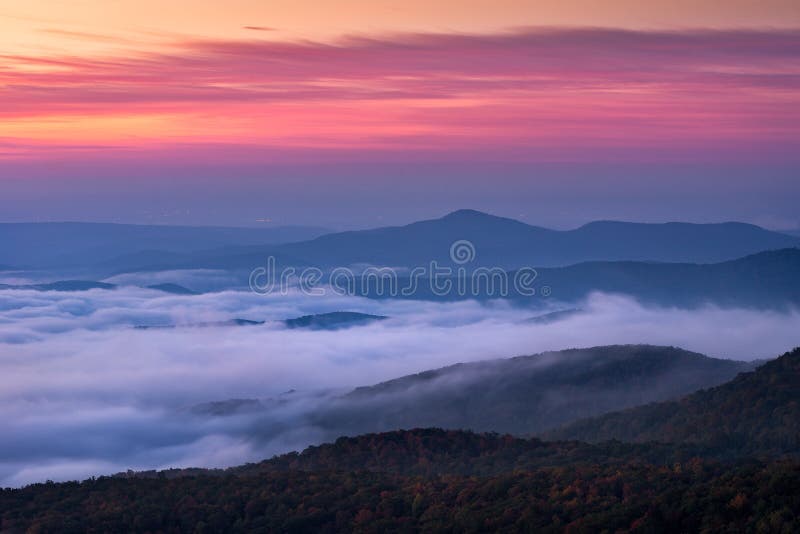 Blue ridge mountains scenic sunrise, north carolina