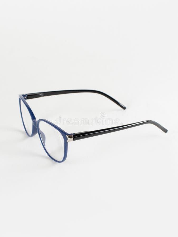 Blue Rimmed Squareround Glasses Isolated on a White Background