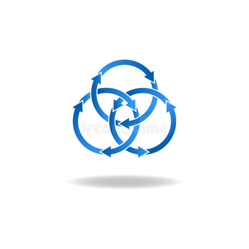 Blue ring arrows, mockup logo, closed loop, vicious circle icon stock illustration