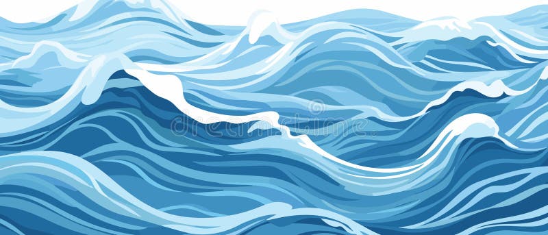 Blue ripples and water splashes waves surface flat style design vector illustration. stock images