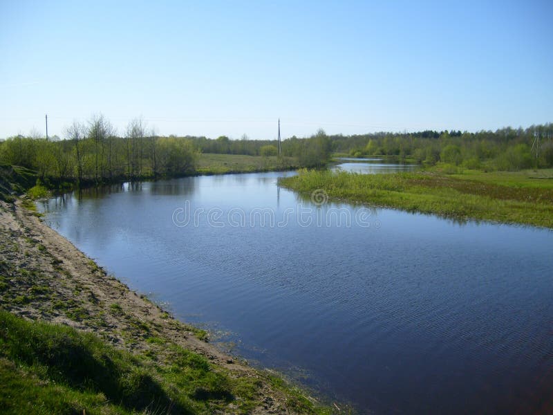 Blue river stock photo
