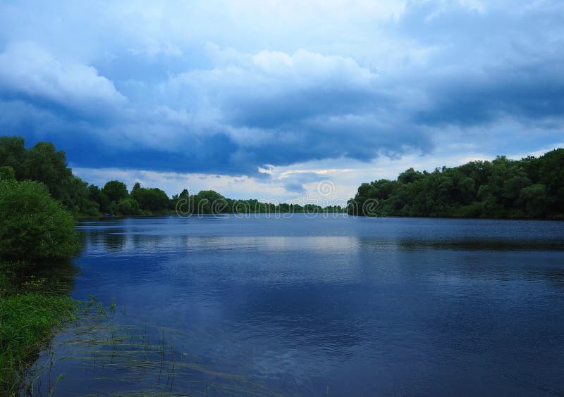 The Blue River Flows through the Forest Stock Photo Image of