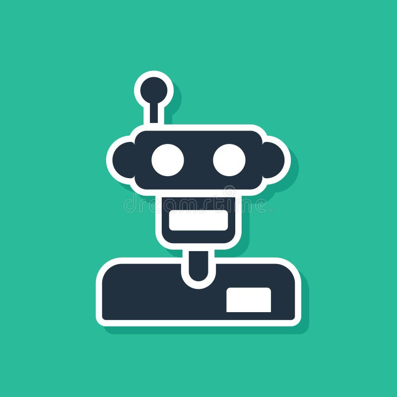 Blue Robot icon isolated on green background. Vector royalty free illustration