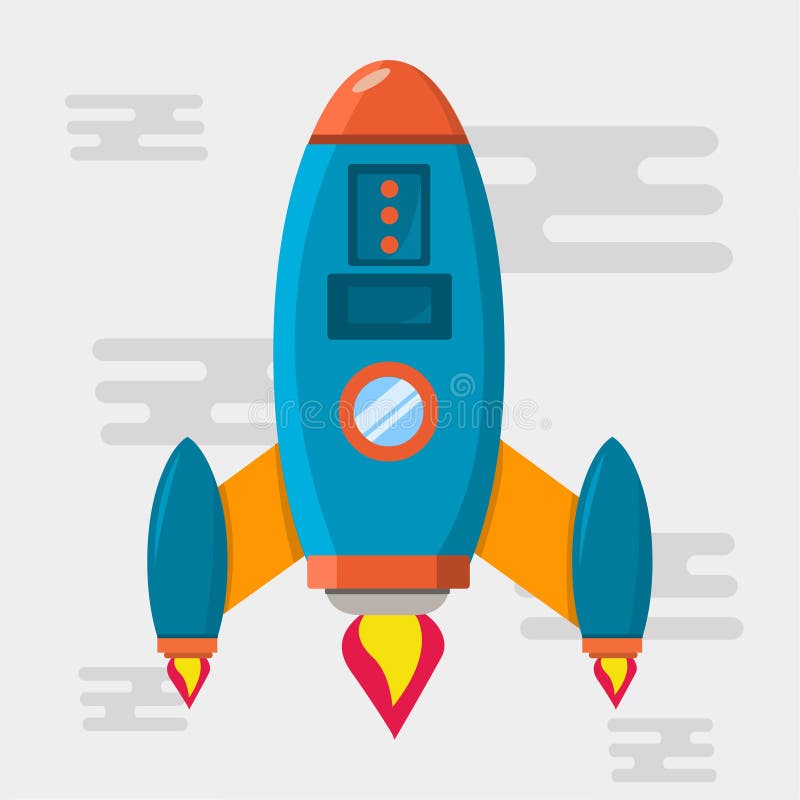 Blue rocket take off vector illustration vector illustration.