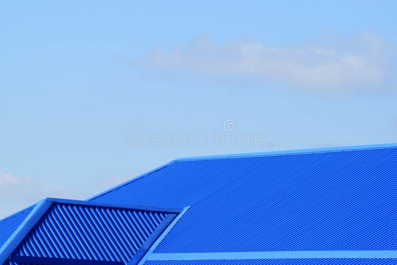 Blue roof metal sheets stock image. Image of overlapping 67057365