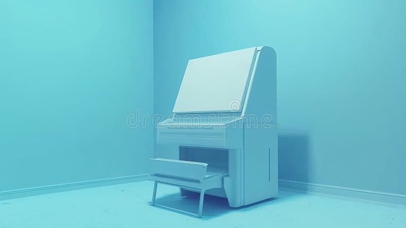 Blue room piano minimalist music studio design illustrazione di stock