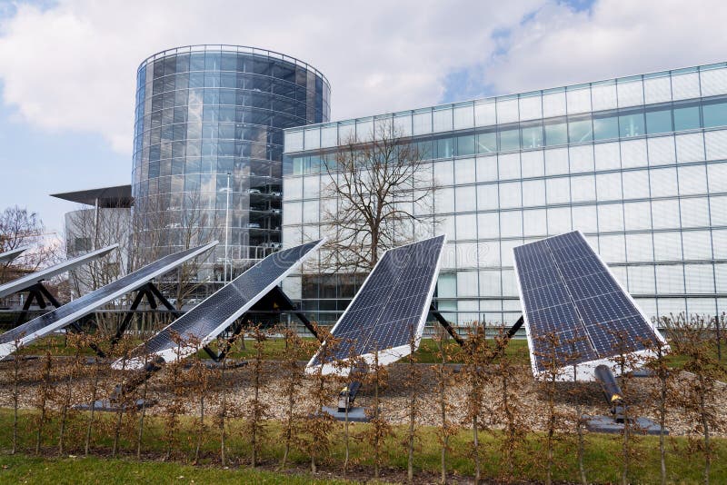 Blue Rotating Solar Panels Tilted Axis Tracker, Future Innovation