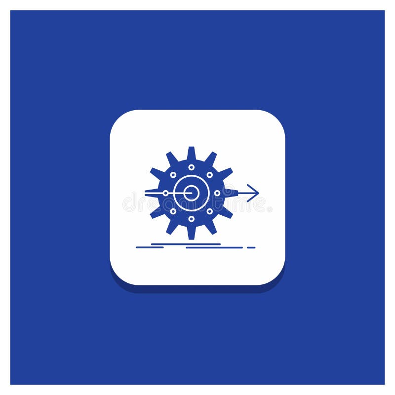 Blue Round Button for performance, progress, work, setting, gear Glyph icon vector illustration Blue Round Button for performance, progress, work, setting, gear Glyph icon vector illustration