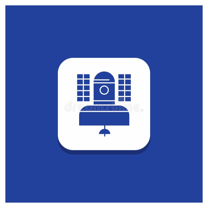 Blue Round Button for Satellite, broadcast, broadcasting, communication, telecommunication Glyph icon vector illustration Blue Round Button for Satellite, broadcast, broadcasting, communication, telecommunication Glyph icon vector illustration