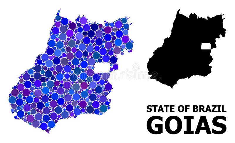 Blue Round Dot Mosaic Map of Goias State stock illustration